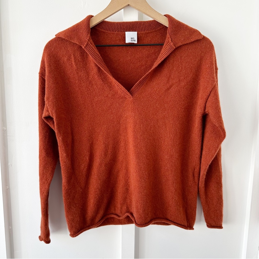 IRIS & INK brown Sidonie or cashmere sweater